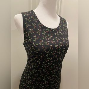 VTG 90s VOLTAGE Black & Pink Mini Floral Print Sleeveless Shift Dress